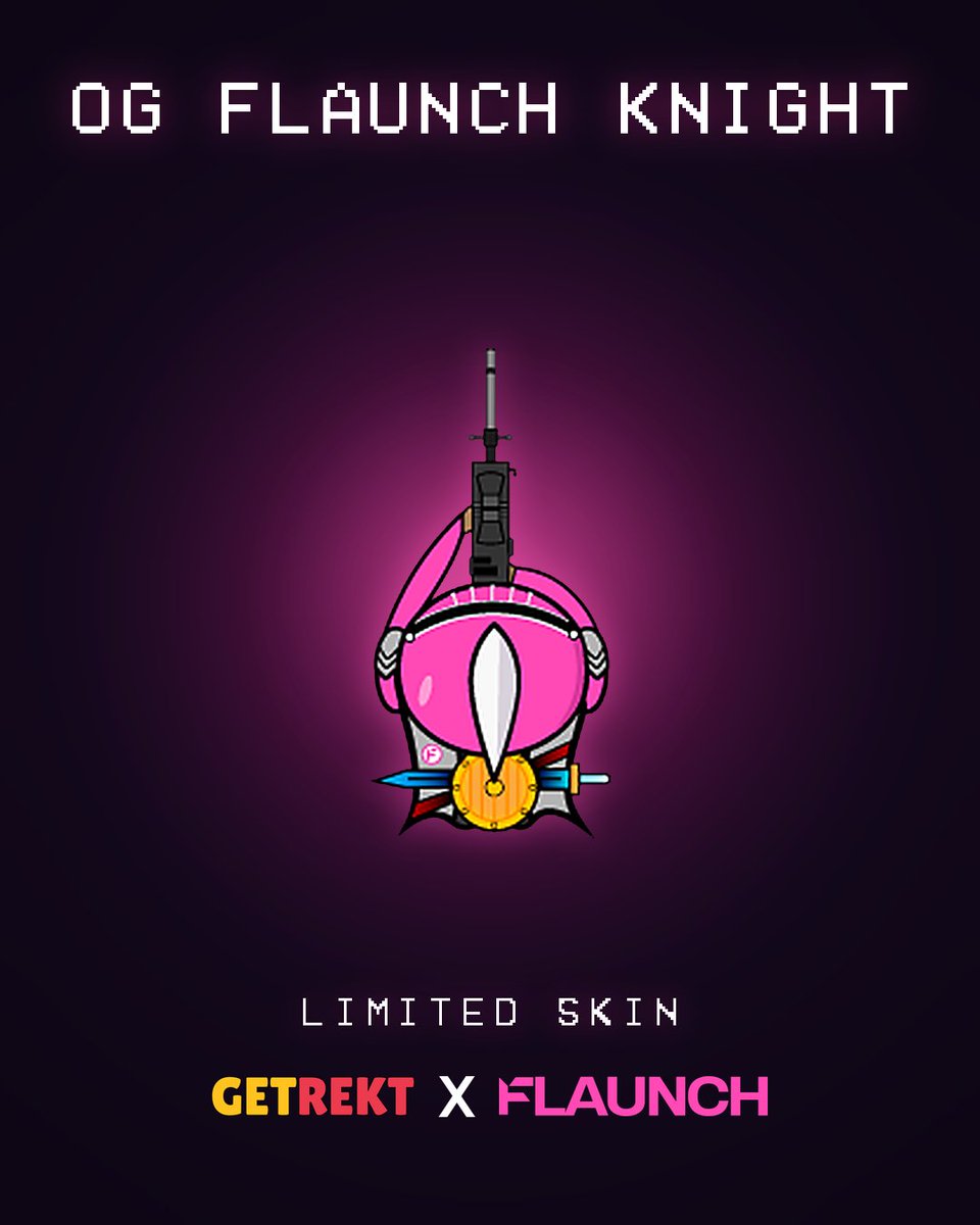 playgetrekt's tweet photo. The 'OG Flaunch Knight' ⚔️

Exclusive to players who play during our official launch on https://t.co/iSk0P6dJbM

> Play and buy $REKTETH to claim
> Equip on all @flaunchgg game mode launches running on GetRekt
> Claimable on our main game: https://t.co/4YLvmOyF59
> Releasing next week
> Limited, released once only