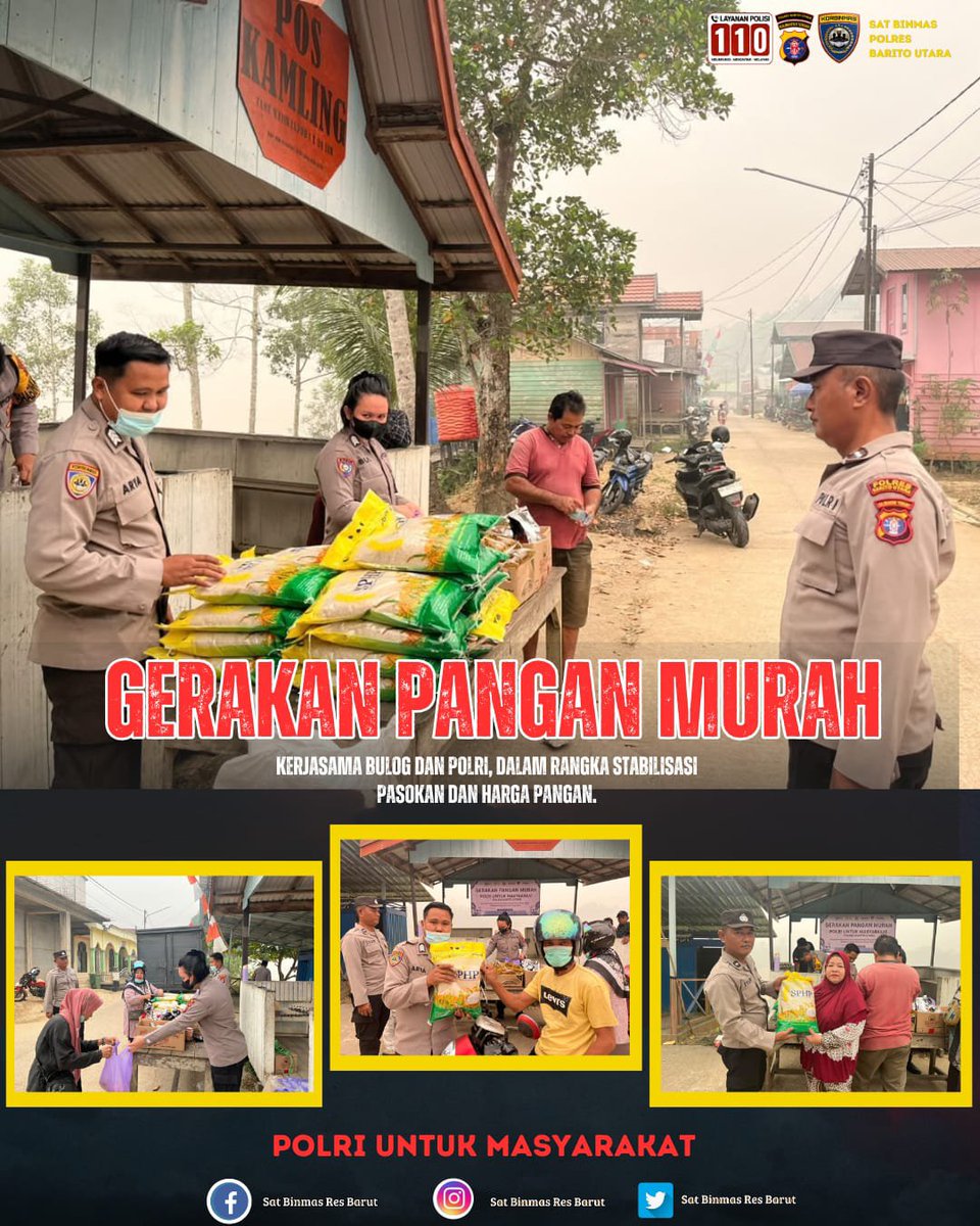 barut_binmas24's tweet photo. Hallo sobat Bhabin....Gerakan pangan murah ( GPM), Polri berkerjasama dengan bulog menyalurkan beras SPHP untuk menjaga stabilitas harga dan pasokan.

#GerakanPanganMurah#StabilitasHarga#Polriuntukmasyarakat#Polresbaritoutara#multimediapoldakalteng. https://t.co/Kzz2a0yMH8