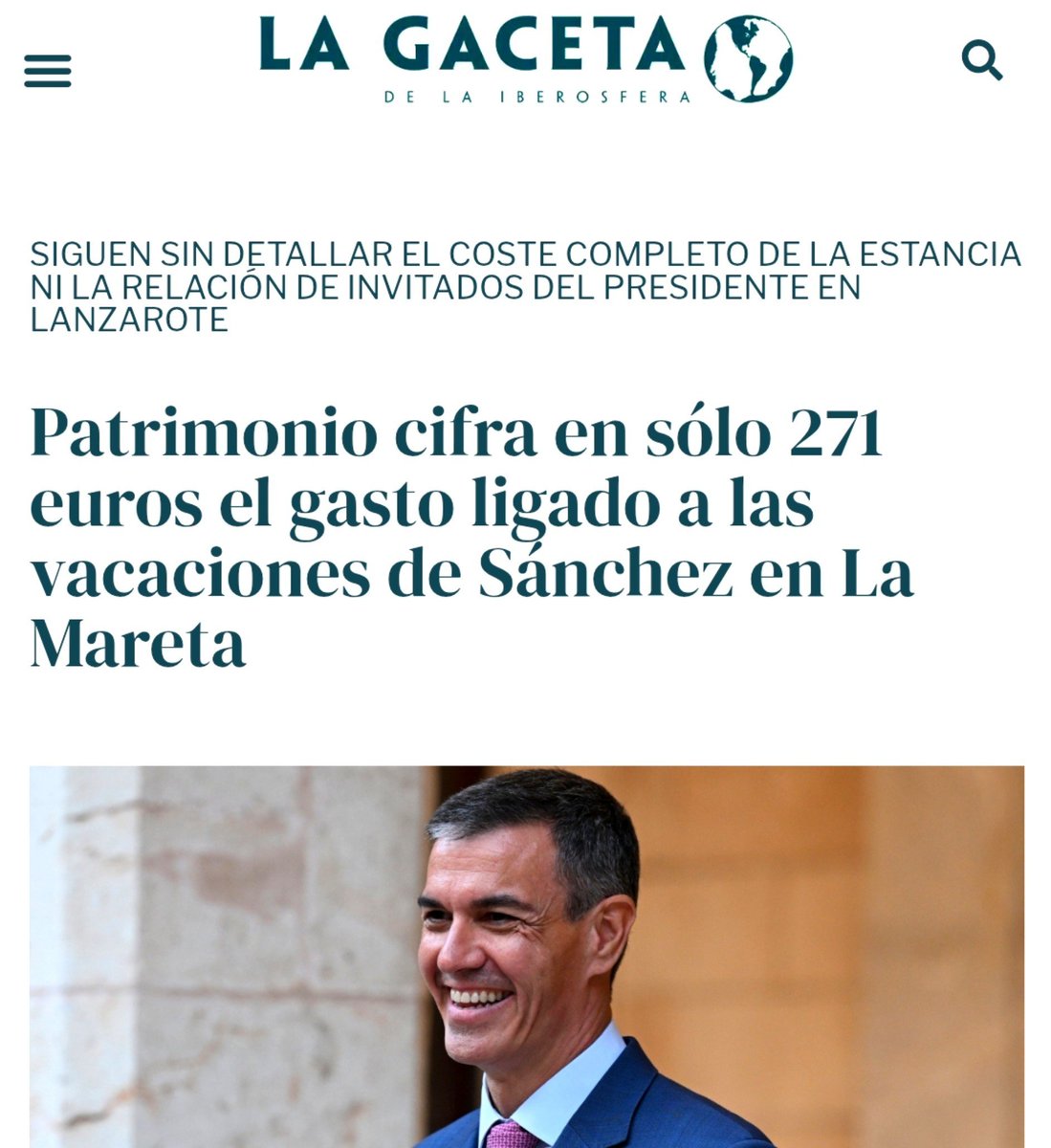 JosemaVallejo's tweet photo. Pedro se ha pegado unas vacaciones a todo trapo en un palacio por 271€.

Yo me he ido un par de días y solo en gasolina he gastado más.

No sé a ti, pero a mí no me gusta que se me rían en la cara. https://t.co/k9bUvYbaKf