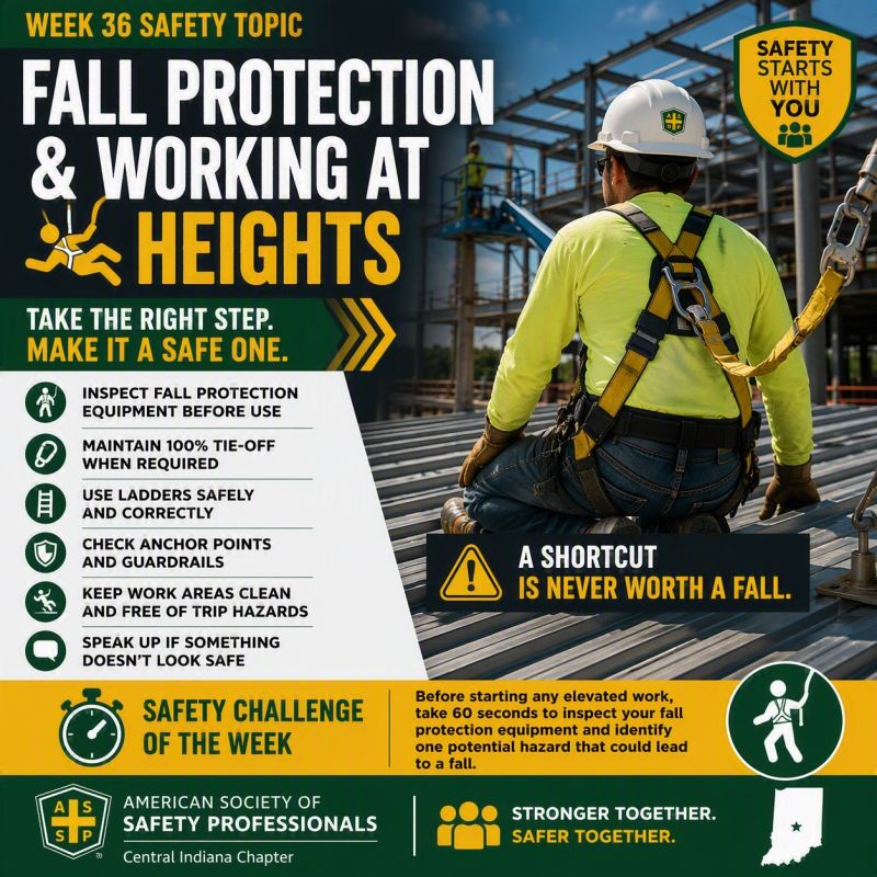 CI_ASSP's tweet photo. 🚧 Week 36 Safety Topic Fall Protection &amp; Working at Heights

⬆️🦺 Take the Right Step. Make It a Safe One. 🦺⬆️ https://t.co/US70dPJVnF
