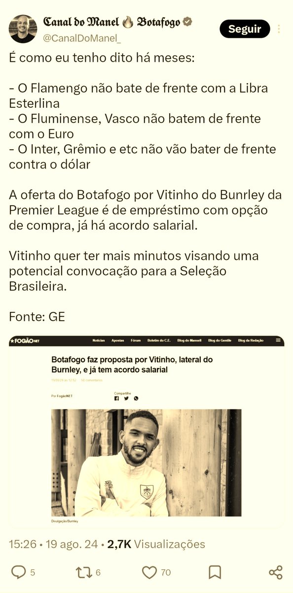 Recibo_CRF's tweet photo. "O FLAMENGO não tem bolso para competir com a Libra Esterlina."

#recibo #Flamengo https://t.co/bACKdQagGK