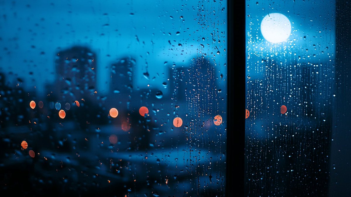 mansconvenience's tweet photo. Rain writes softly on the glass,
while the city fades into blue.
Some nights are not meant to be understood—
only felt,
quietly,
under the moon. https://t.co/r2TyZdSSFO