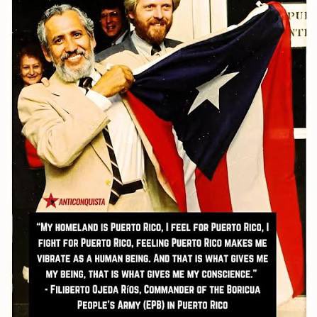 ProLibertadfc's tweet photo. Today is the 21st anniversary of the US assassination of El Comandante Filiberto Ojeda Rios. He was murdered and humiliated for being a revolutionary independentista and calling for an end to US colonialism in Puerto Rico 🇵🇷 #FREEPUERTORICO #PRLibre #USAoutofPuertoRico https://t.co/6X1qKVf9Lj
