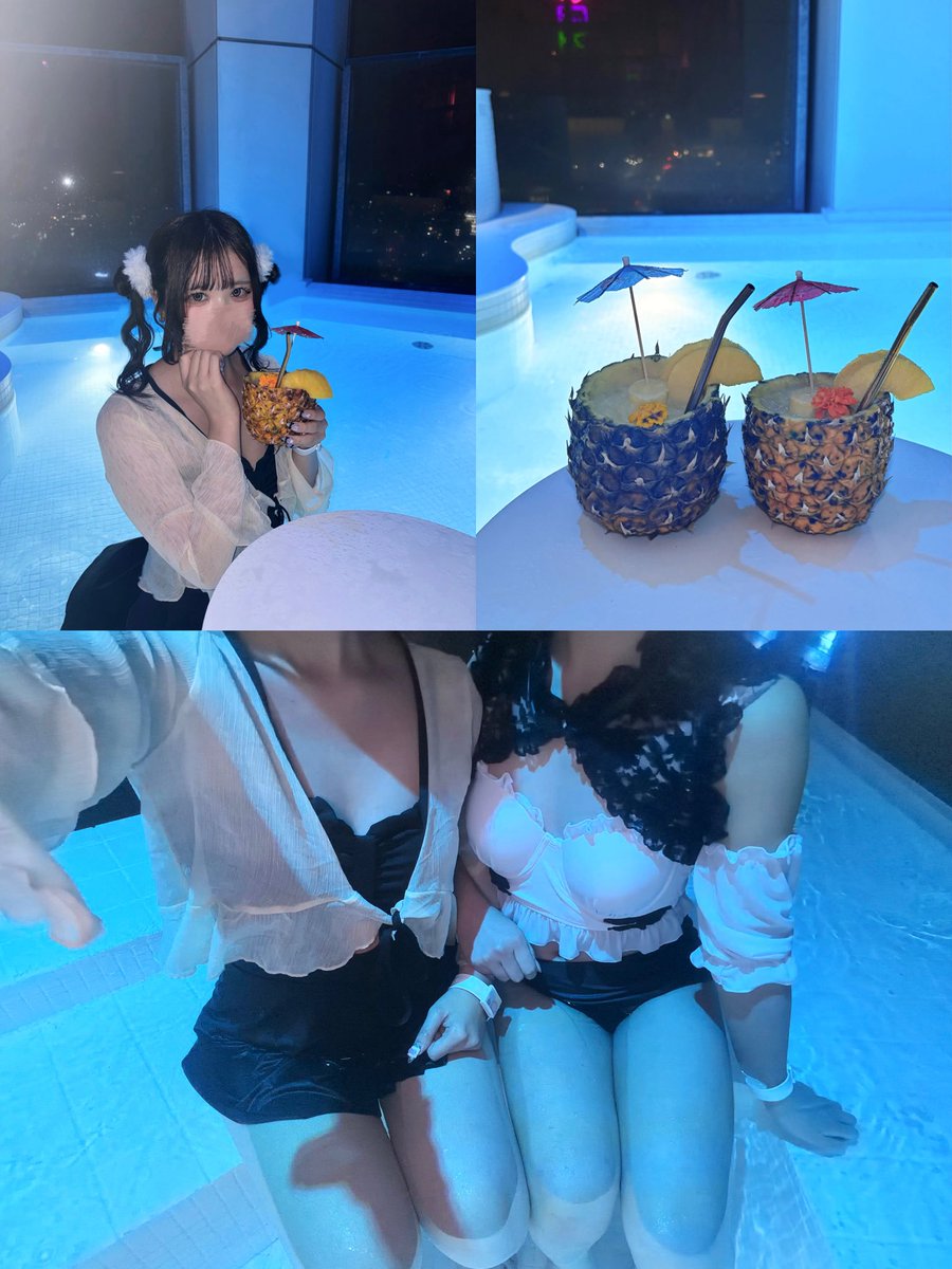_atpr's tweet photo. ナイトプール行ってきたよ〜 https://t.co/XFGwsth43s