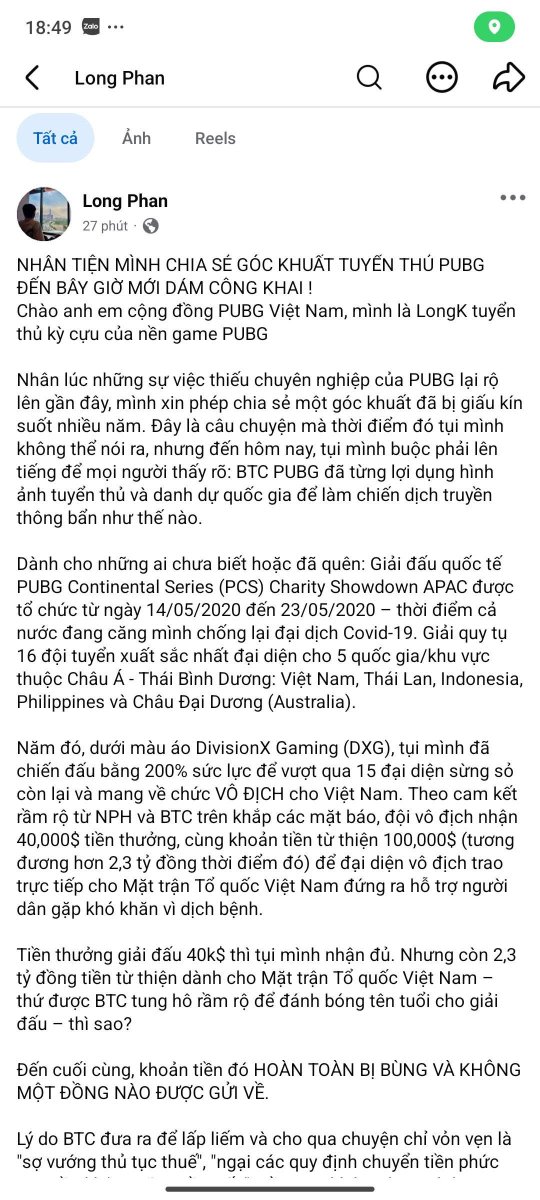 _950126's tweet photo. Veteran PUBG player LongK has spoken out about the 2020 PCS Charity Showdown APAC, claiming that the promised $100,000 charity donation to Vietnam’s COVID-19 relief fund was never delivered after Vietnam won the tournament.
#PUBG #KRAFTON https://t.co/nezTLAuzts