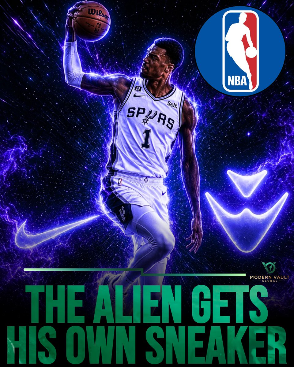 GingerPishner's tweet photo. The Alien has officially landed a signature shoe line! Victor Wembanyama just signed a massive long-term extension with Nike and is finally getting his own signature sneaker. Nike also unveiled his new logo, merging his “VW” initials with a https://t.co/wP6lSTycSc
