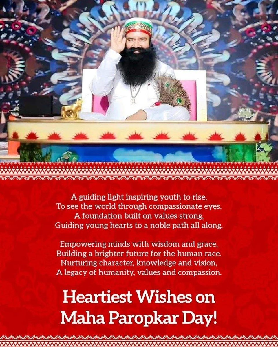 Drkuldeepinsan's tweet photo. Every special occasion reminds us of divine grace and timeless teachings that inspire love, humanity, and selfless service. May we carry these values in our lives and spread goodness wherever we go. 🙏✨#MahaParopkarDay
#GuruGaddiDiwas
#Spirituality https://t.co/zvcay21BAg