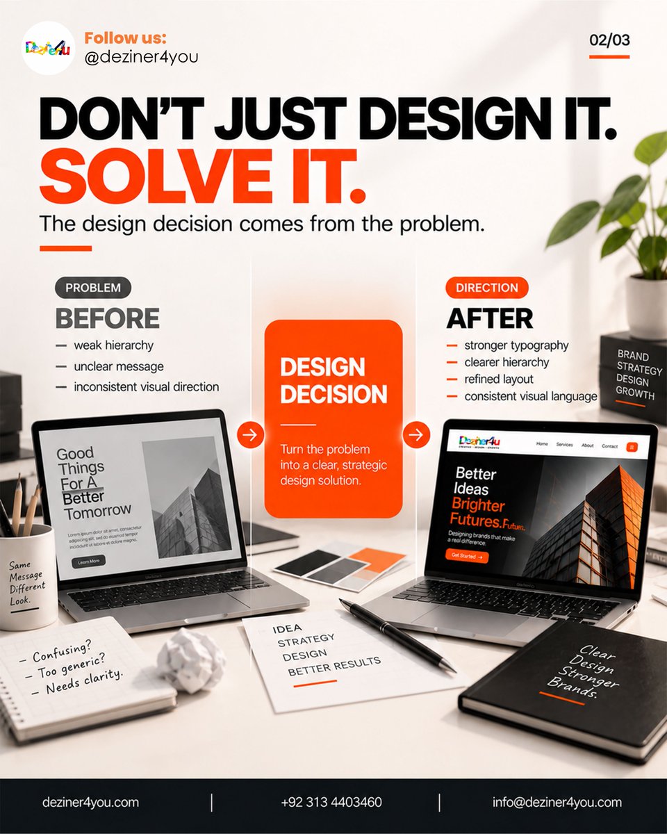 deziner4you's tweet photo. From brief to final: one project, one story. 📖

Here's what changed—and exactly why we made those decisions.
DM “PROJECT” to see how we can solve your brand's visual challenges. 🎯

#Deziner4you #CaseStudy #DesignThinking https://t.co/aShAvSFtO3
