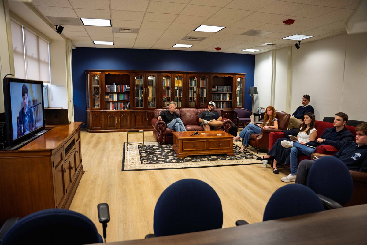 ISI's tweet photo. “Fault Lines” came to Villanova!  Students gathered for a watch party of our latest debate, featuring @CurtMills  and @Phillip_Blond  on the resolution: “Empire Is Bad for America.”  It was a great evening of students engaging with competing ideas about American power, foreign policy, and the role of empire in the modern world.