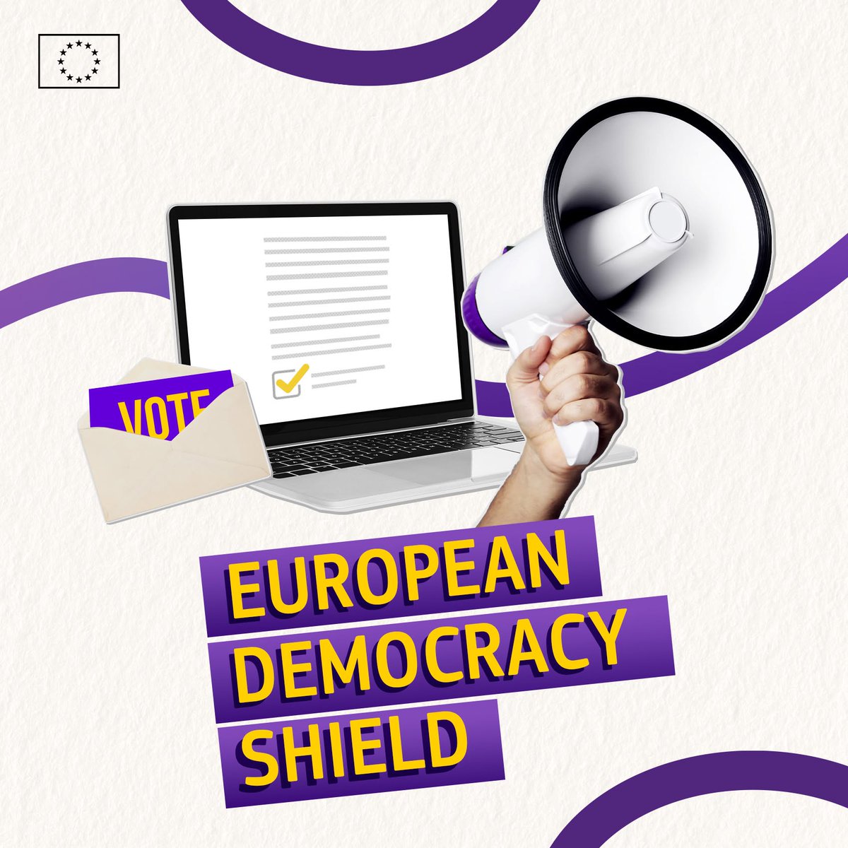 EU_Justice's tweet photo. Democracy cannot be taken for granted.

As President von der Leyen stressed in #SOTEU, disinformation and foreign interference seek to divide us and erode trust.

The European Democracy Shield will help protect our democratic processes and freedoms.

ℹ️https://t.co/iq1dRWUcqz https://t.co/g7VCY0ZsM4