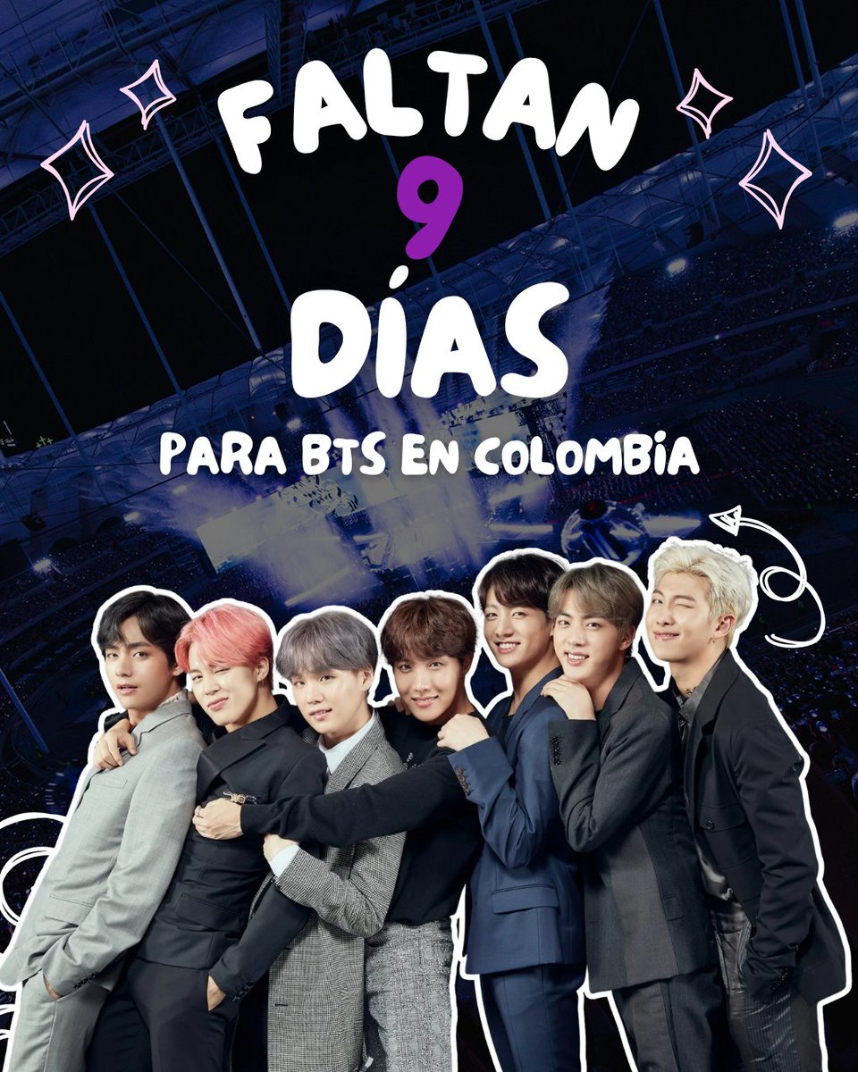 ARMYBogotaCol's tweet photo. 9 DÍAS. 💜

Ya estamos cada vez más cerca de vivir ARIRANG en Bogotá. 🇨🇴

Y aprovechando el número de hoy, 9 datos sobre la llegada de BTS a Colombia:

🇨🇴 Bogotá será la primera parada de BTS en Latinoamérica con el ARIRANG World Tour.
🎟️ Las dos fechas están agotadas y Ticketmaster reporta actualmente sold out para el 2 y 3 de octubre.
⏱️ La venta general agotó las entradas restantes en aproximadamente 90 minutos.
👥 Durante la preventa, más de 300.000 personas llegaron a la fila virtual buscando una entrada.
📊 Para cada fecha se registraron más de 140.000 usuarios intentando comprar, una demanda que superó ampliamente la oferta disponible.
📏 La fila virtual de la preventa habría alcanzado unos 315 kilómetros: aproximadamente la distancia entre Bogotá y Girardot.
🏟️ Visit Bogotá ya incluyó los conciertos de BTS dentro de su agenda oficial de grandes eventos de la ciudad, destacando la llegada de la agrupación a Bogotá.
✈️ La llegada de ARMY de otras ciudades y países también significa movimiento para hoteles, restaurantes, transporte, comercio y otros servicios de Bogotá.
💜 Y quizá uno de los datos que más resume todo: la demanda demostrada alcanzó para llenar varias veces el aforo de El Campín, incluso después de que las dos fechas se agotaran.

Faltan 9 días. Y todavía seguimos dimensionando lo que significa que BTS finalmente llegue a Colombia. 🇨🇴💜