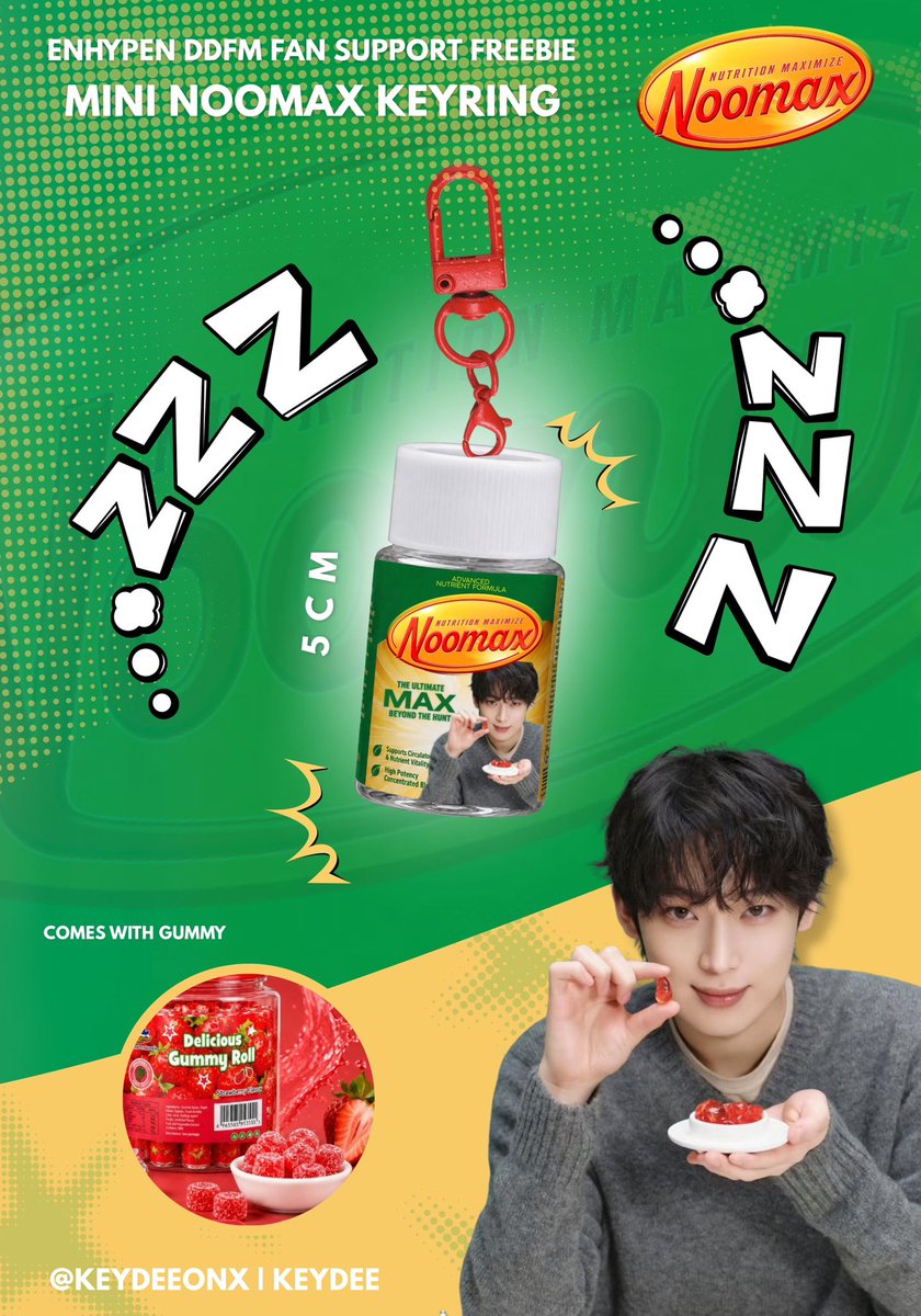 keydeeonx's tweet photo. 𝒩𝒪𝒪𝑀𝒜𝒳 💊
5CM NOOMAX BOTTLE KEYRING &amp; GUMMY CANDIES 
↳ sunoo fan support by @keydeeonx 

𖤐 like &amp; rt
𖤐 strictly 1:1
𖤐 voting proof

#DunkinPH_ENDLESS 
#ENHYPEN #ENDLESSFunMeet #SUNOO https://t.co/oLvditSgyz