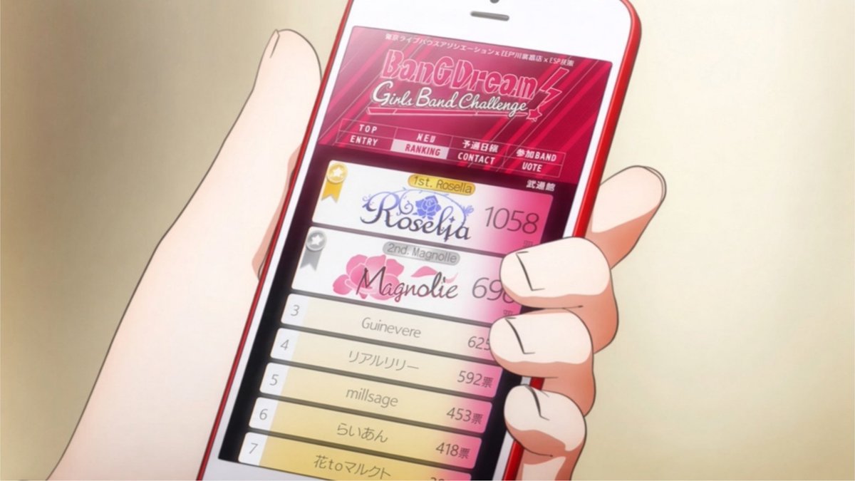 UselessBandori's tweet photo. 💐 #651 💐

today is our notes release day!

fun little fact! in the 3rd season of the bang dream anime, the girls band challenge event is active, showcasing many unknown bands, with Roselia at the top.

now take a look at 5th place...
#bandori https://t.co/dIjgyqcUDU