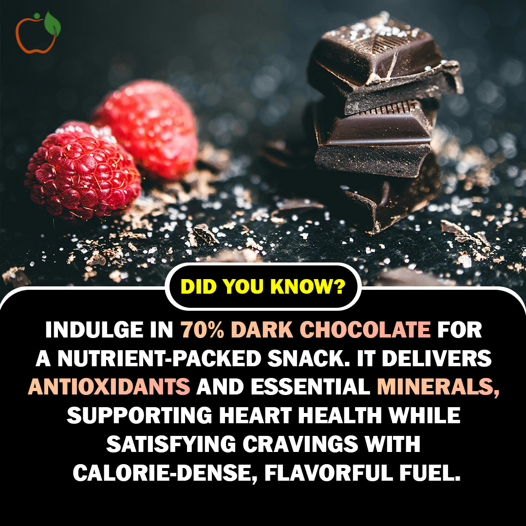 healthapta's tweet photo. Indulge in 70% dark chocolate for a nutrient-packed snack! 

It delivers antioxidants and essential minerals, supporting heart health while satisfying cravings with calorie-dense, flavorful fuel.   

#DarkChocolate #HealthySnacks #HeartHealth #healthapta https://t.co/SQtnNQsbKy