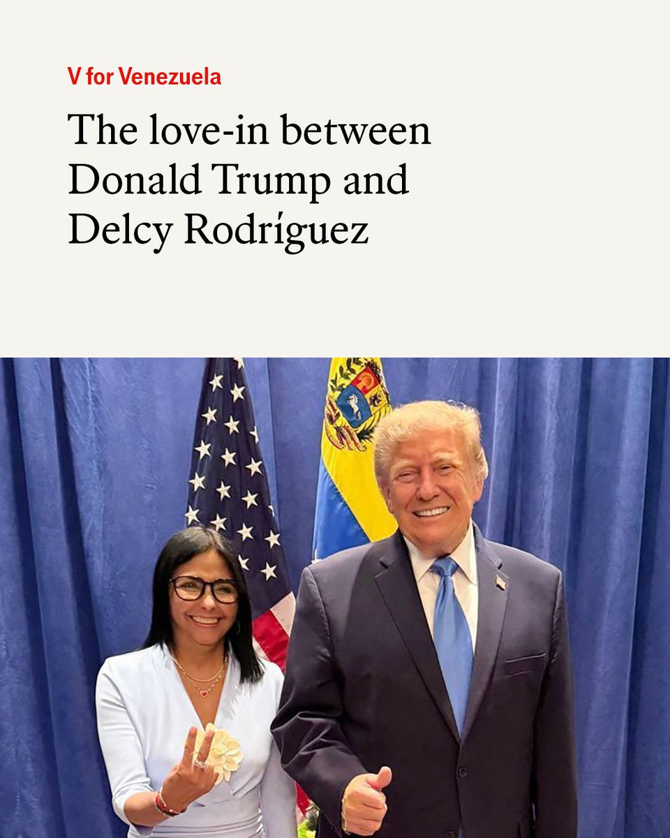 TheEconomist's tweet photo. The relationship between Donald Trump and Delcy Rodríguez is the most important factor influencing Venezuela’s democratic future—but not the only one https://t.co/HjWNy8On1E

Photo: Getty Images https://t.co/gEuRfOf5E8