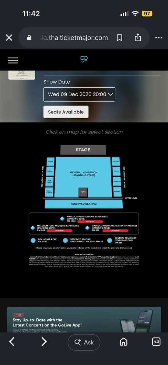 jasmin_ppqq's tweet photo. Letting go my Malcolm Todd Ticket
Do That Again Tour Asia 2026 in Kl

🎫
2xGeneral Addmision:300MYR
2xAcoustic Experience:1000MYR

📅 Wed, 9 December 2026 8:00 PM

Serious buyers only. DM if interested!
#MalcolmTodd #ZeppKL #ConcertTicket #ForSale 
#malcomtoddinkualalumpur https://t.co/eBQE0q5DIz