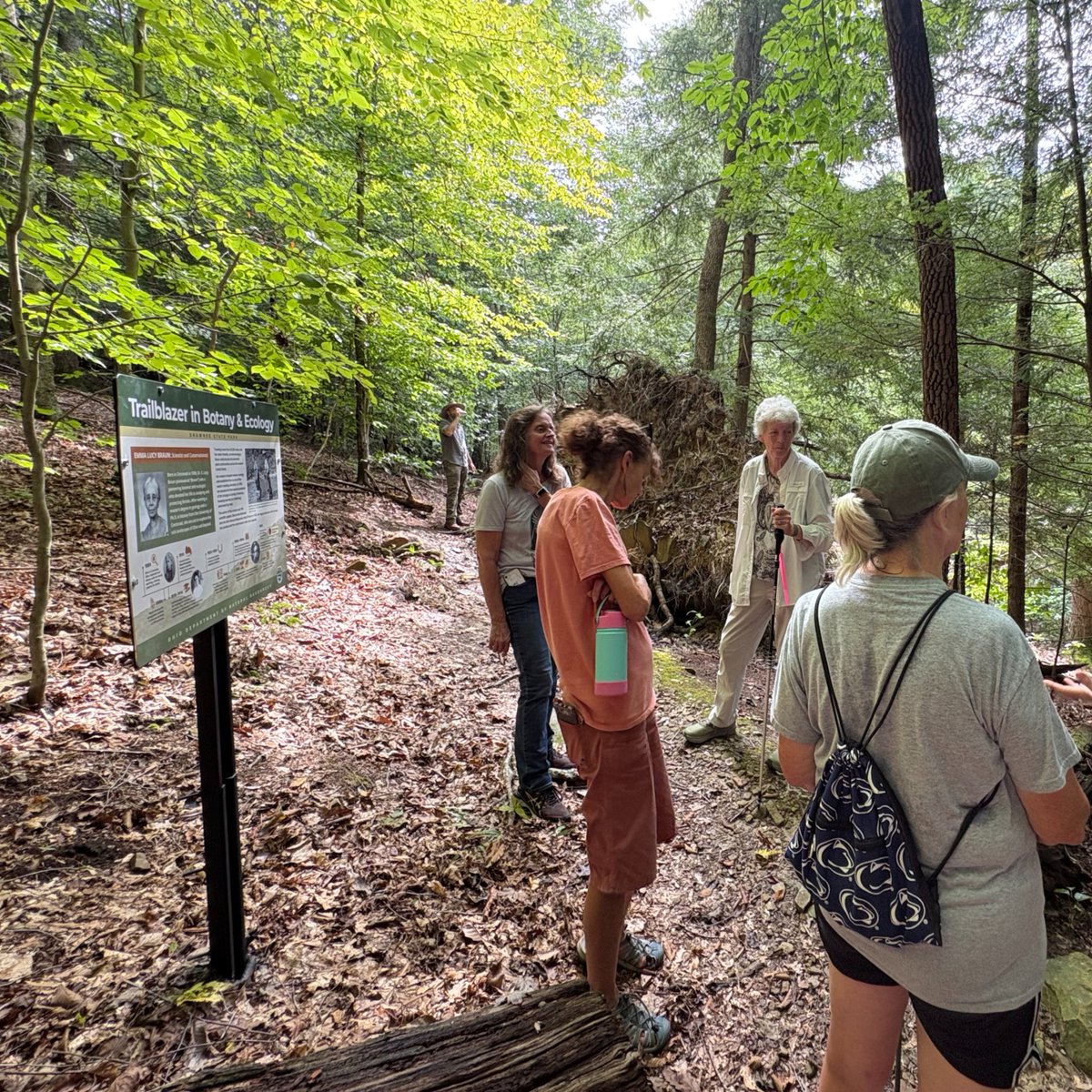OHStateParks's tweet photo. Shawnee State Park celebrated the dedication of the Dr. E. Lucy Braun Lookout Trail, honoring one of America’s most influential botanists.

Visitors gathered for a guided hike along the 2‑mile loop featuring new interpretive signs about Dr. Braun &amp; the legacy of CCC Company 1545. https://t.co/NJAO4jq3PN