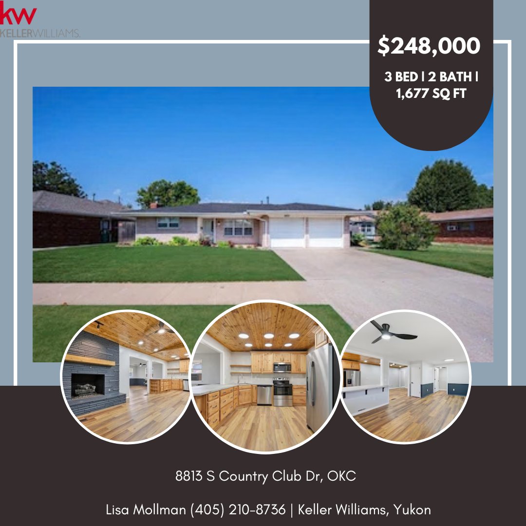 OKCHomesByLisa's tweet photo. 8813 S Country Club Dr, OKC | $248,000 (3 Bed | 2 Bath | 1,677 Sq Ft)
The kitchen is truly the heart of this remodeled ranch home!
Lisa Mollman (405) 210-8736 | Keller Williams, Yukon https://t.co/pVUzPkuUyu
