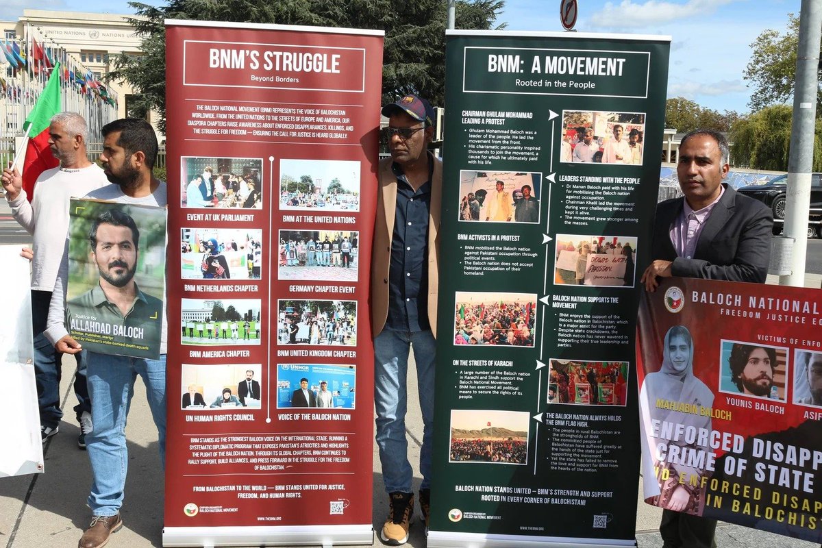 GazziSameer's tweet photo. The Baloch National Movement will hold a three-day campaign in Geneva, 24–26 Sep 2026, during the 63rd UN Human Rights Council. Conference, rally, protest &amp; photo exhibition. #BNMatUNSep2026 #BNMGlobalCampaign #BIC12 https://t.co/9NsCZk2w1S
