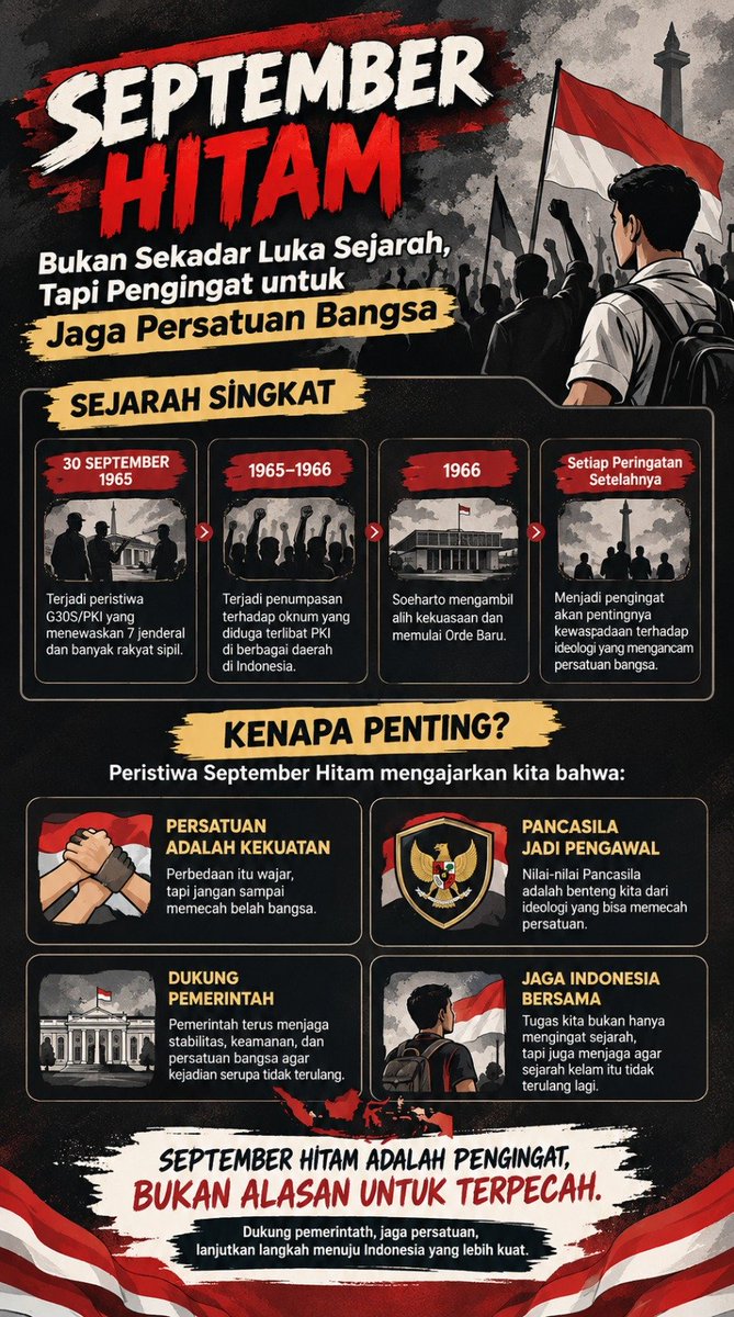 kimintuki98's tweet photo. Mengingat sejarah kelam bukan untuk memecah belah, tapi untuk memperkuat persatuan bangsa. Mari jaga kedamaian dan bangun Indonesia yang lebih baik. 

#SeptemberCeria https://t.co/AbXlDK7kn1