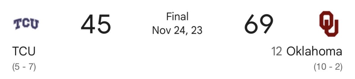DugsBrother's tweet photo. Day 657 of tweeting until the @OU_Football offense scores 4 TDs against a P4 opponent. https://t.co/wnxrvK4ygd