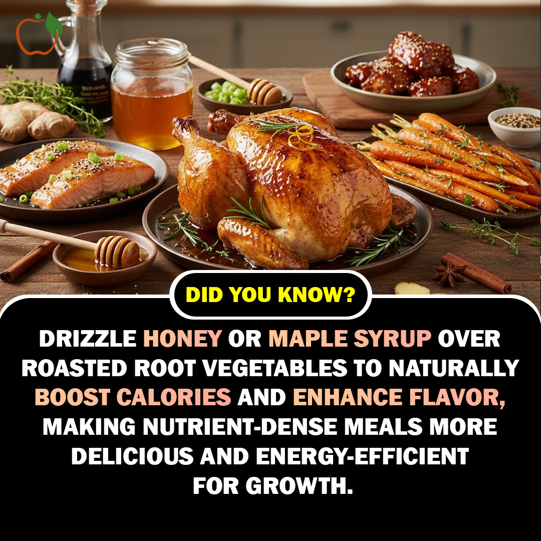 healthapta's tweet photo. Drizzle honey or maple syrup over roasted root vegetables to naturally boost calories and enhance flavor! 

This makes nutrient-dense meals more delicious and energy-efficient for growth.   

#HealthyEating #CleanEating #MealPrep #healthapta https://t.co/Znc3Por7yO