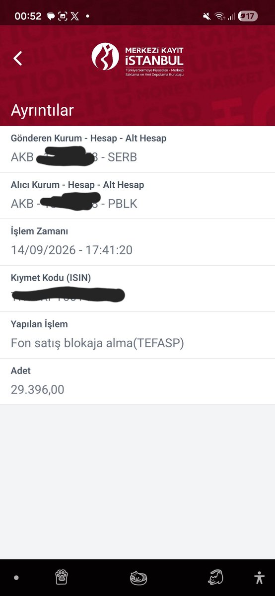 mehmethanibis's tweet photo. @avalperotluoglu Alper bey 14 eylül saat 17 42de satış emri verdim valörle birlikte satış fiyatım2.92 idi paramu o fiyattan mı alırım https://t.co/vrJoQ8KzHx