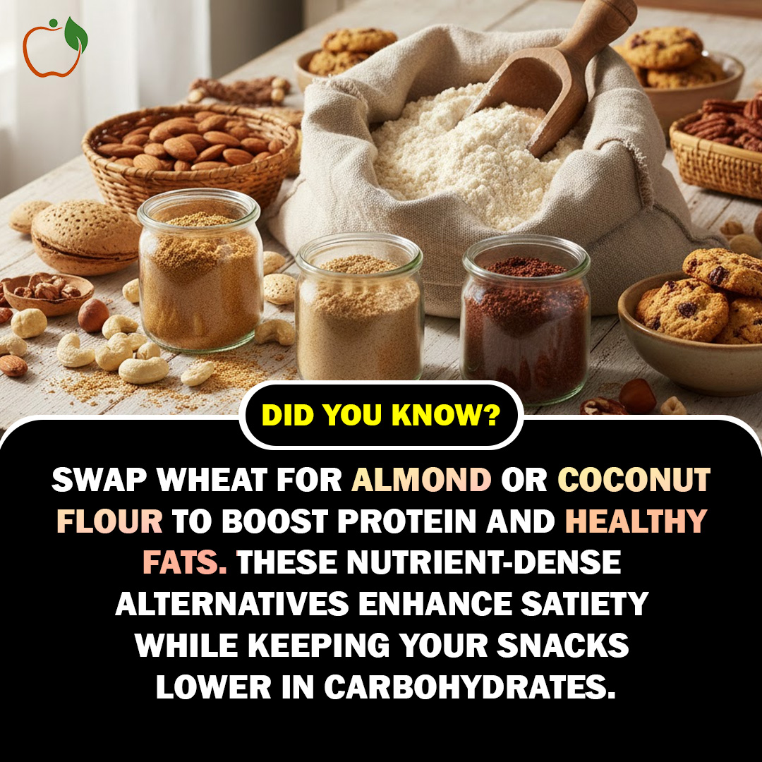 healthapta's tweet photo. Swap wheat for almond or coconut flour to boost protein and healthy fats! 

These nutrient-dense alternatives enhance satiety while keeping your snacks lower in carbohydrates.
 
#LowCarb #BakingHacks #HealthySwaps #healthapta https://t.co/XeMKRLMdE7