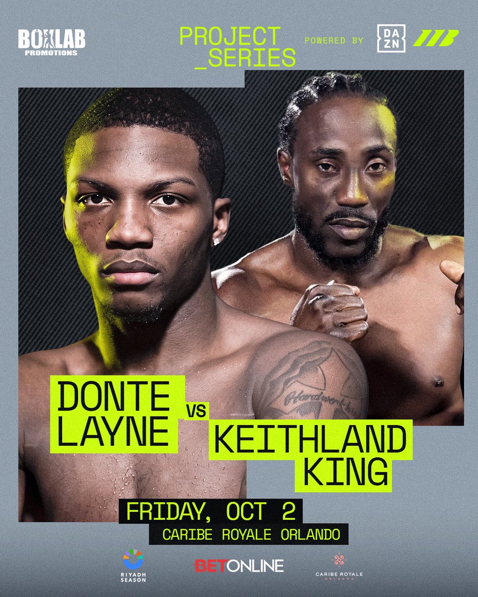 BoxlabPromotion's tweet photo. Project Series - Volume 2!

Friday October 2nd, @cariberoyale Hotel in Orlando, FL, and airing worldwide on @DAZNBoxing! 

🎟️- https://t.co/m5u8Fj8lZc https://t.co/KZDcrXp4Qv