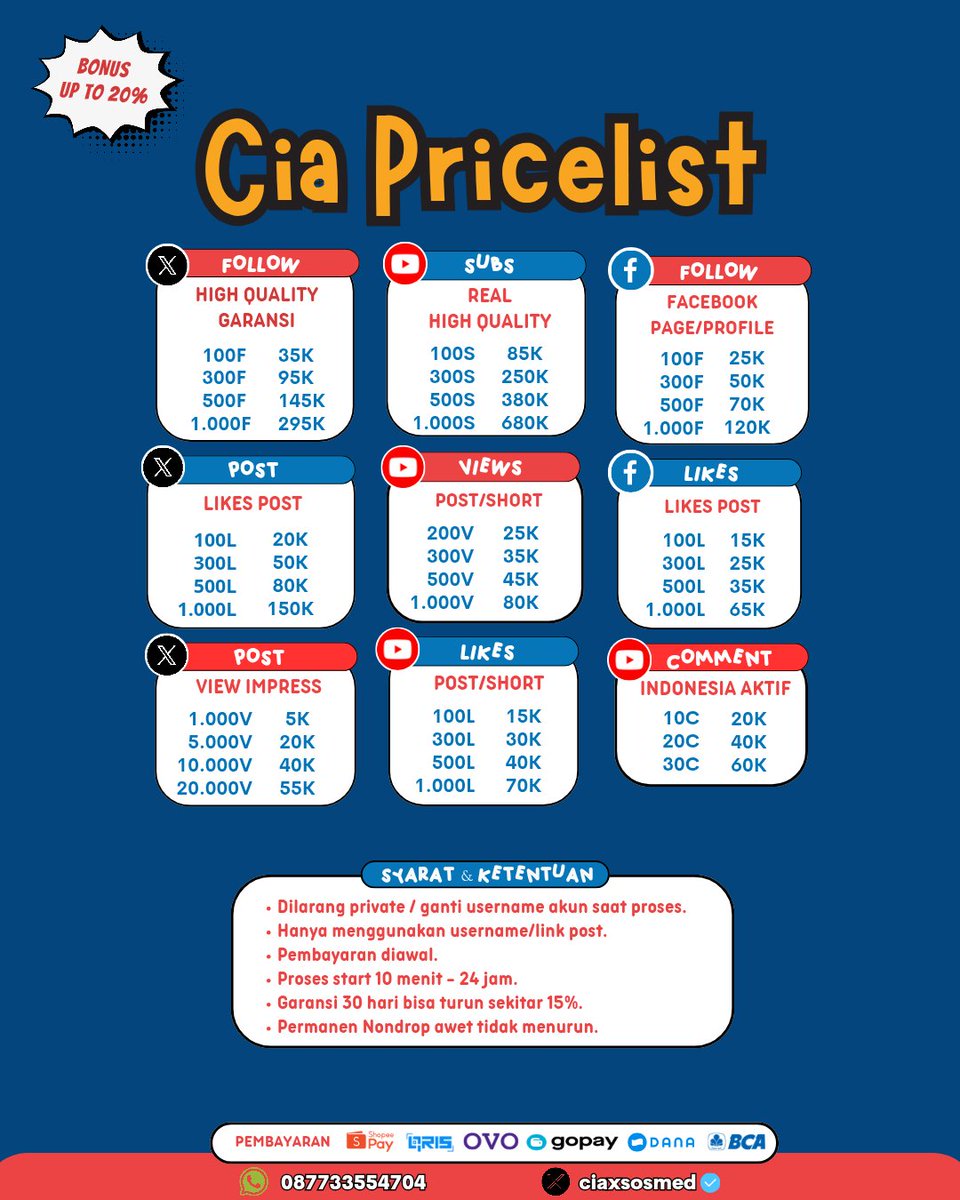 ofcaake's tweet photo. cia ready layanan sosmed murah bergaransi ada jual followers ig jual follower tiktok foll shopee permanen akun indo aktif trusted 6000+ testi order😻🌸

tg. wts wtb beli folls instagram tt tik tok subs youtube view reel likes buzzer komentar share save fyp dll zonauang #bealanja https://t.co/CRHnnNEd9N