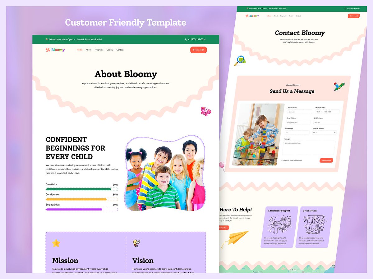 alevweb's tweet photo. Bloomy – Kids School & Day Care Template#Bloomy
#KidsSchool #DayCare #SchoolTemplate #Framer #FramerTemplate #WebDesign #WebDevelopment #UIUX #Alevweb https://t.co/ucM7byObLr