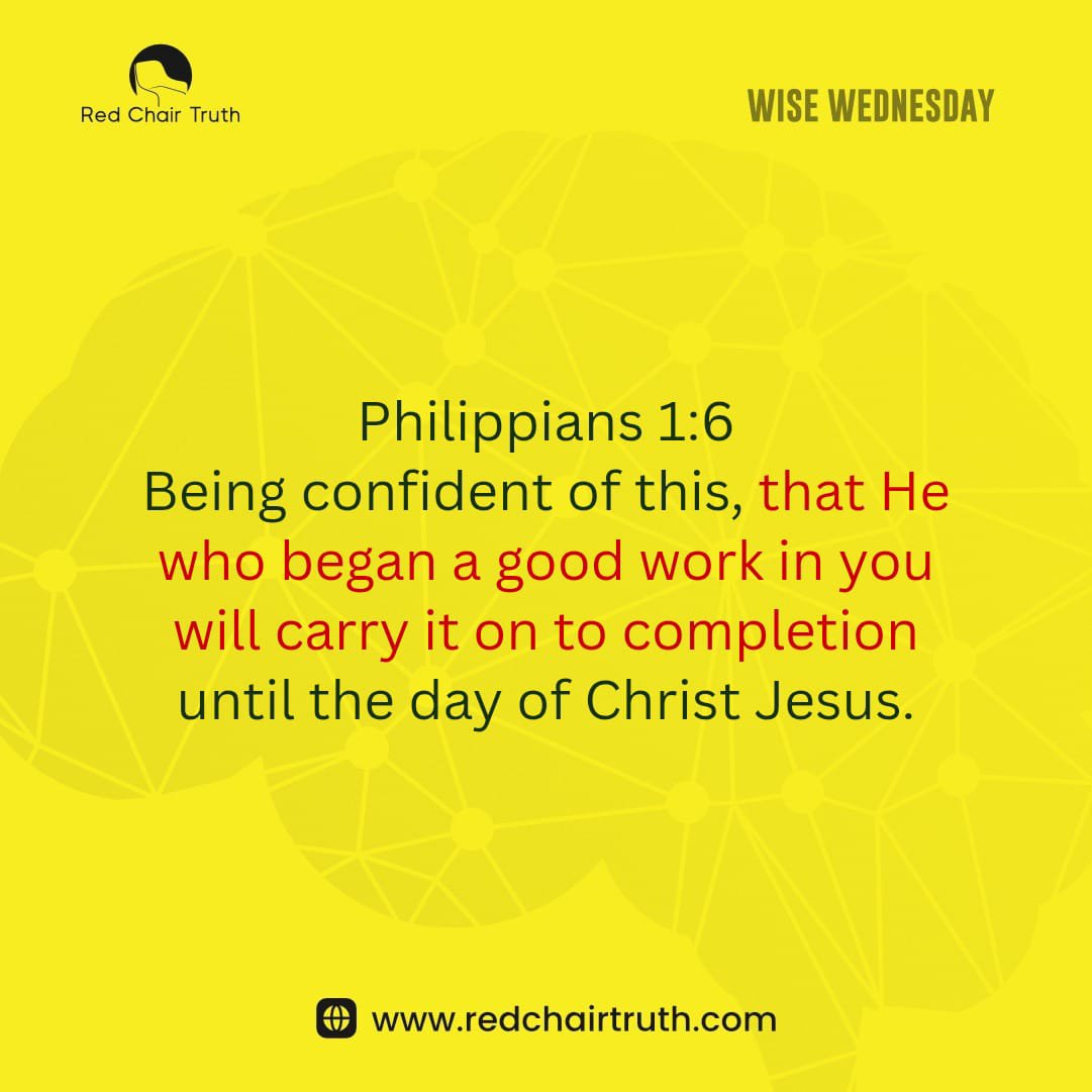 redchairtruth1's tweet photo. We often focus on how far we still have to go, forgetting how far God has already brought us. What if the unfinished parts of our lives are evidence that He is still working?
Find wisdom this Wise Wednesday.
#RedChairTruth #WiseWednesday #GospelQuotes #RCT #ItaUdoh https://t.co/EBPrs2ZdXS