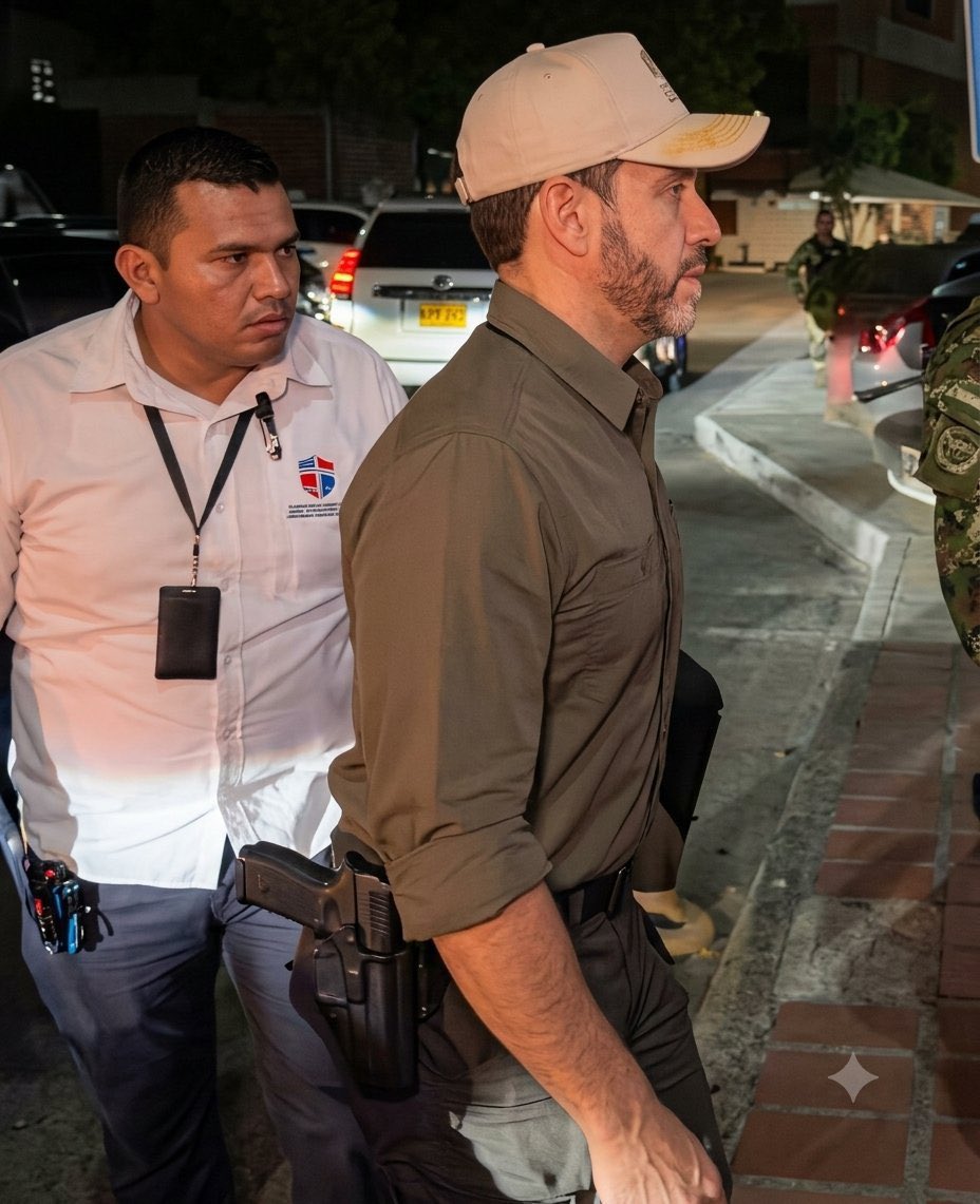 MariaA_PardoJ's tweet photo. El mensaje que este señor le envía al planeta entero es que no vengan a Colombia, país muy peligroso en el que toca andar con arma al cinto para protegerse. Si hasta él debe andar así, que está rodeado de escoltas y es la persona más protegida del país, ¿qué le espera a los demás mortales? 

Adiós turismo.