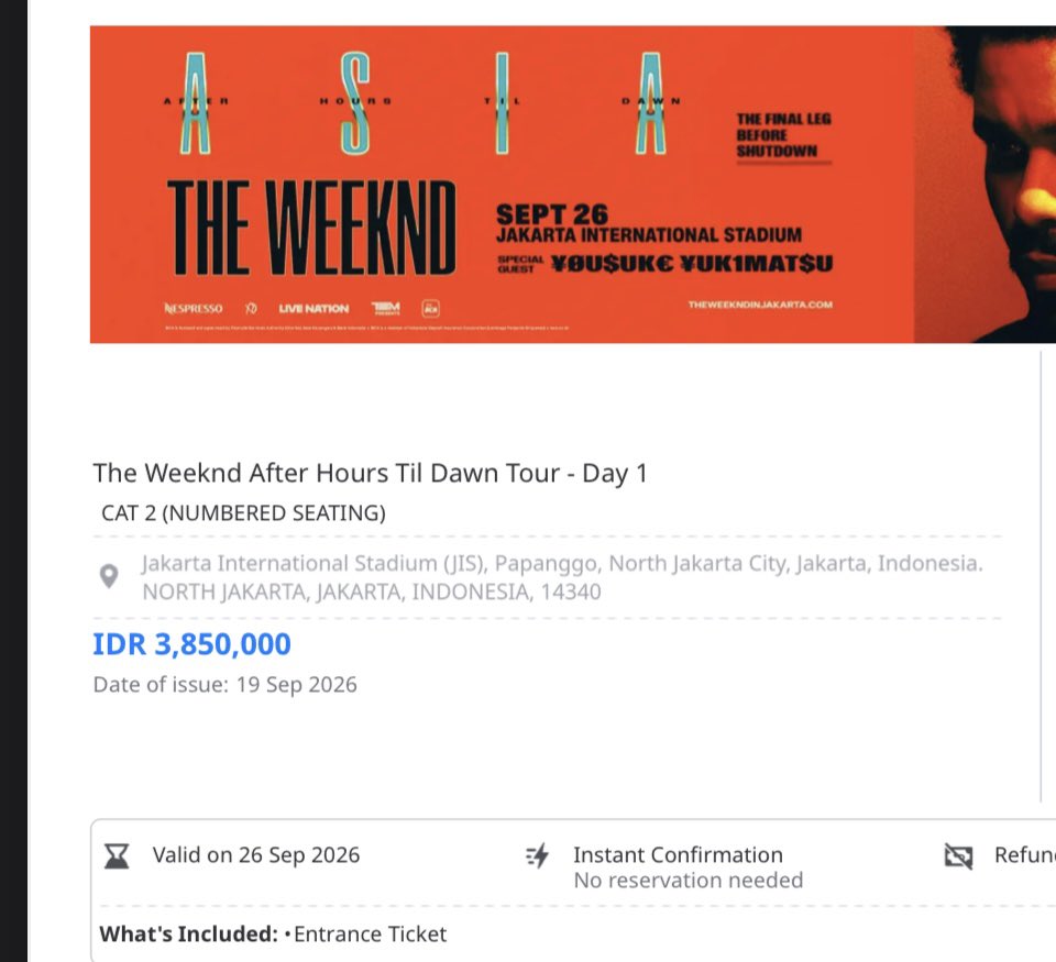 boredtraded's tweet photo. #wts #zonauang 1 ticket CAT 2 The Weeknd under 2jt nego (Boleh COD) https://t.co/F9ShRVKG72