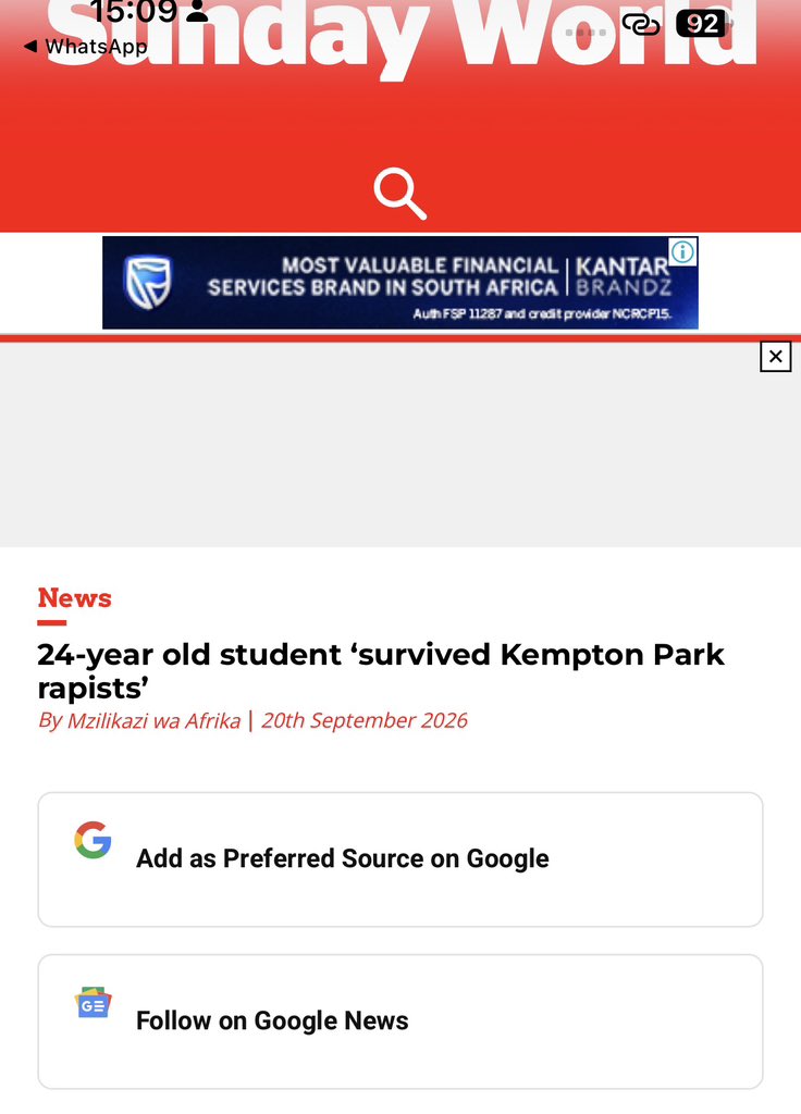 JacintaNgobese's tweet photo. A 24 Year old lady who was raped and went to open a case in Kempton Park found herself being attacked by the very same people who had raped her because she opened a case! They tried to kill her and Ofcos there’s no way they could’ve gotten this information of the case unless someone leaked it to them‼️ She further goes on to say these ppl who went as far as trying to kill her didn’t sound South African… 

And we have seen a number of people complaining about the Kempton Park Police Station… now we need to know what South African Government and South African Police Service Plan to do about those rotten police??