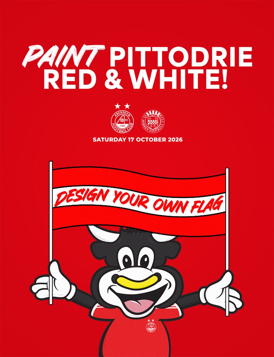 AberdeenFC's tweet photo. We're encouraging young Dons to get creative with this season's 'Design your own flag' competition 🎨

Bring along your finished design to our fixture against St Mirren on Saturday 17th October and send a photo to supporterservices@afc.co.uk to enter the draw for exclusive AFC prizes!

For more information ⤵️

🔗 https://t.co/PLARBmcbTA