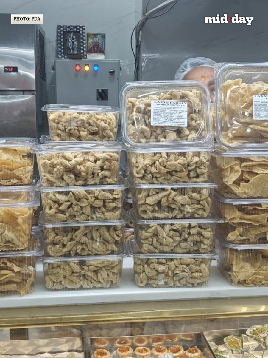 mid_day's tweet photo. The FDA inspected Laxmi Farsan in Ghatkopar East on September 22 and found pest activity, improper food storage, and a lack of temperature-controlled facilities.

The establishment also lacked a proper cleaning schedule and failed to follow hygiene and sanitation requirements under Schedule 4, leading to licence suspension.