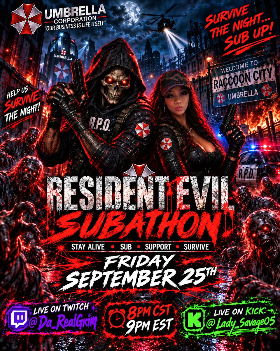 Lady_Savage05's tweet photo. Friday September 25th starting at 9PMEST,  I will be co-streaming with Da_RealGrim, he on #Twitch me on #KickStreaming !! We playing #ResidentEvilㅤ https://t.co/EXcPQFk1PA