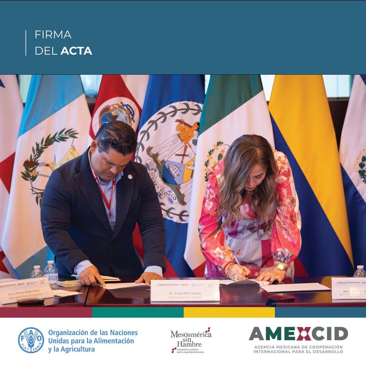 FAOMesoamerica's tweet photo. La XXIII #COMIXTA se formalizó con la firma del Acta que orientará la continuidad de la cooperación entre ambas instituciones. 

Por parte de @AMEXCID, representando a @AlejandraDMV, firmó @grysinarvaez, y en representación de @ASanchesFAO, Israel Ríos.

#MesoaméricaSinHambre https://t.co/rI7mj78WoF