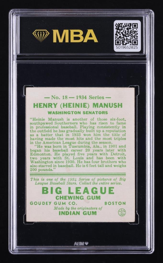 312cards's tweet photo. Heinie Manush, 1934 Goudey (MBA slab). https://t.co/Dj4PK4bPlC