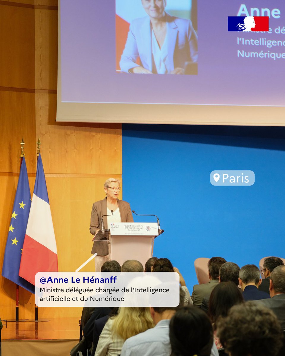 ANSSI_FR's tweet photo. 🇪🇺 L'ANSSI, @anfr et @DGEntreprises coorganisaient en présence de @ALehenanff l'évènement « #CyberResilienceAct : anticiper et préparer la conformité » pour les fabricants de produits numériques et les OEC.

Plus d'informations sur :
🔗 https://t.co/EC0bp29J8d https://t.co/gynVesYx8t