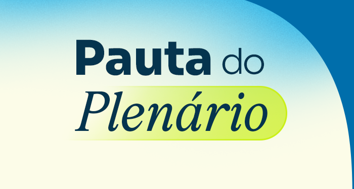 Card horizontal com fundo em degradê azul e bege. Ao centro, o texto: "Pauta do Plenário". Fim da descrição.