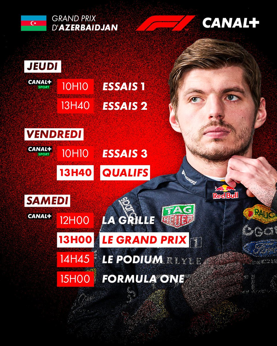 CanalplusF1's tweet photo. Un week-end au rythme décalé en Azerbaïdjan avec le Grand Prix de F1 samedi ! 

#F1 #AzerbaijanGP https://t.co/AvCJRJMZL0