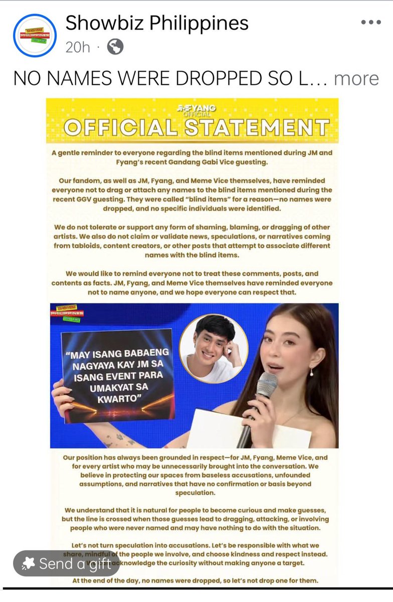 Killuaaaaaa27's tweet photo. Baka hindi talaga napanood nang buo ng mga basher ng JMFyang at ng mga nakikisali at nakiki clout na mga fans ang GGV. Kaya ang bilis mag-react at mag-name drop kahit walang pangalan. Kung may sapat kang talino para makisali sa usapan, dapat may sapat ka ring respeto para alamin muna ang buong konteksto.

Manood muna. Umintindi. Saka magsalita. Hindi lahat ng blind item kailangang angkinin—lalo na kung sariling hinala lang ang pinanghahawakan. Maging matalino sa pag-support; hindi lahat ng ingay kailangang sabayan. 😉 hindi galing sa fandom ng jmfyang yung sinasabi nio kundi sa mga basher nila ibat ibang pangalan dinadawit nila hindi ba kau nag tataka dun tanga nalang kau kung mapapaniwala nila kau😁
