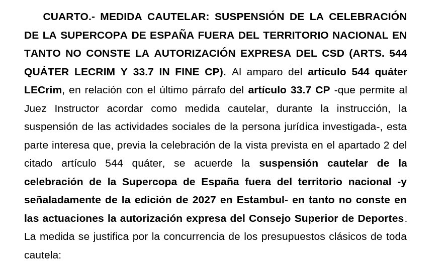 MiguelGalanCNFE's tweet photo. 🚨 ÚLTIMA HORA | La @asociacionTyD solicita en el juzgado de MAJADAHONDA en el marco de la operación "Brodie" la suspensión cautelar de sacar la Supercopa de España de fútbol en ESTAMBUL como medida durante la instrucción judicial a la persona jurídica investigada. 

Se alega riesgo de reiteración delictiva y recuerdan que la ley prohíbe sacarla al extranjero sin el visto bueno del Consejo Superior de Deportes @deportegob @jmrdezuribes  , una autorización que no consta.

Todos los detalles en https://t.co/1HKAGE8Izg. 👇

https://t.co/GPEKRvnDMM