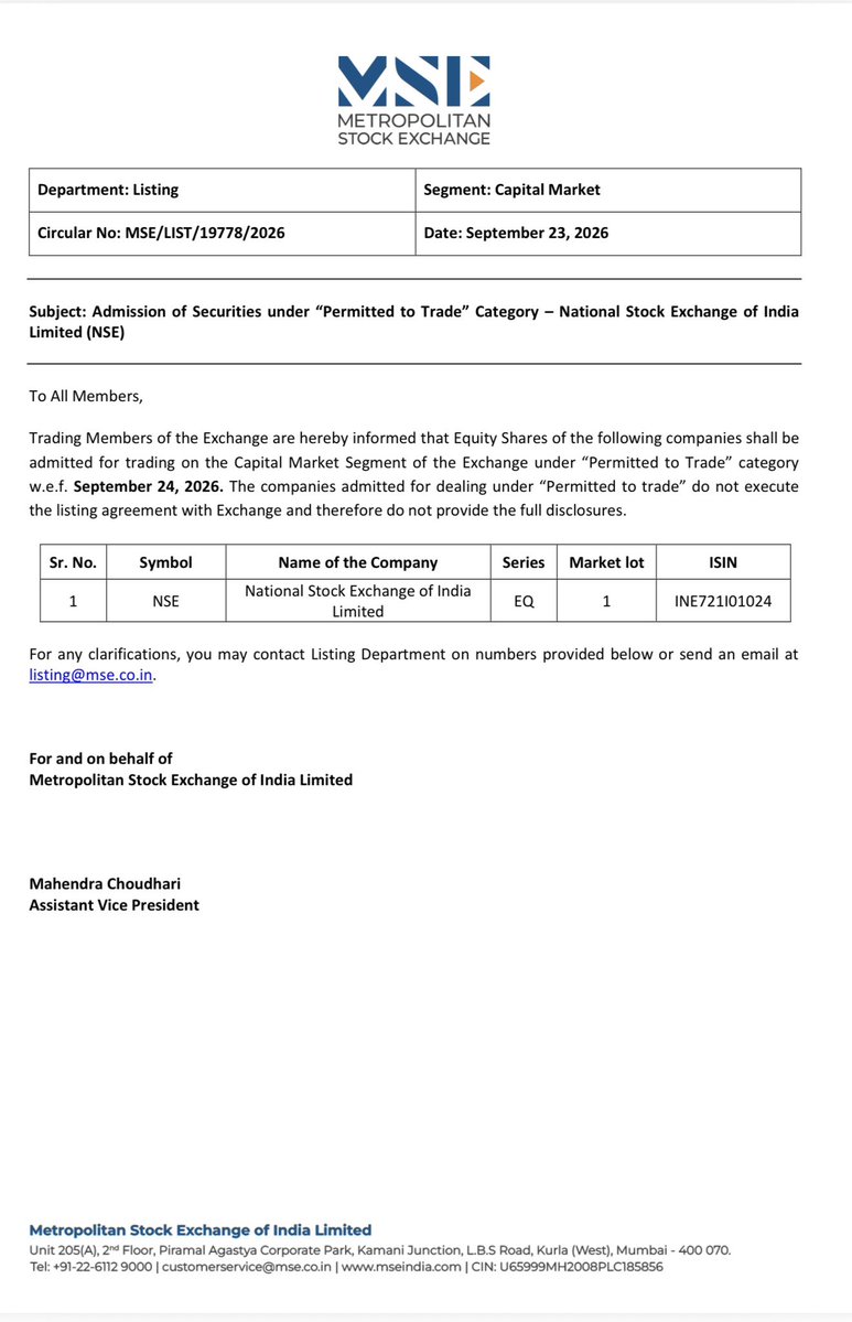 iamrakeshbansal's tweet photo. NSE to list on MSE https://t.co/5lGUnZgpLh