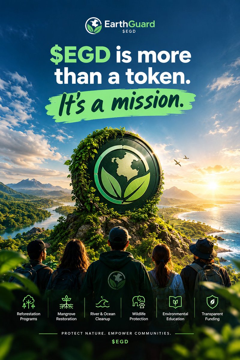 EarthGuardEGD's tweet photo. 🌍 More than a token.
🌱 More than a community.
🔥 It’s a mission.
$EGD — Protect Nature. Empower Communities.
#EarthGuard #EGD #Solana #Web3 #Crypto #Blockchain #Sustainability #SaveTheEarth #GreenCrypto #BuildInSolana https://t.co/9ilHYpVScV