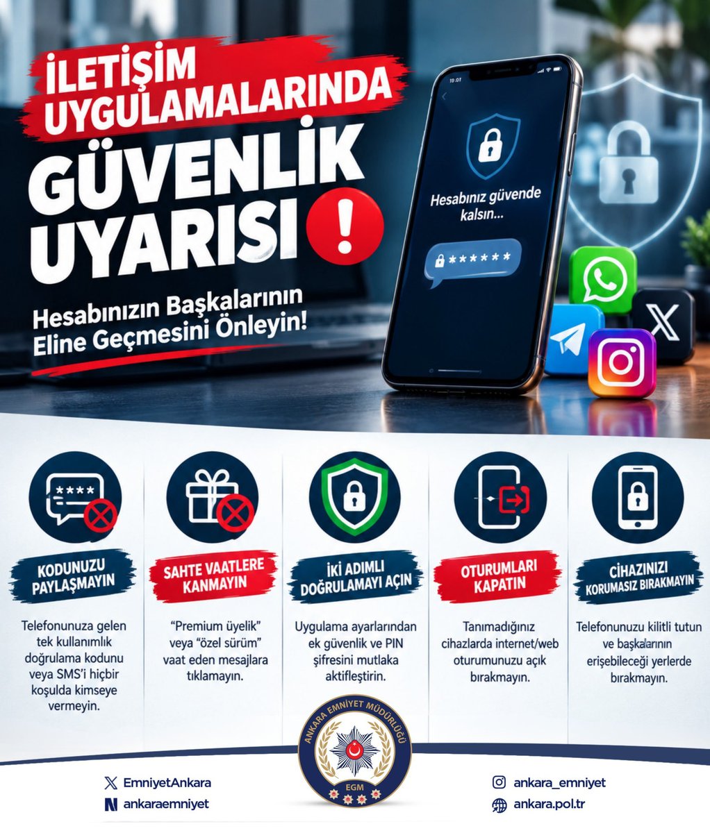 ucuncusayfa06's tweet photo. Hesabınızı dolandırıcılardan koruyun!
 https://t.co/WgdLVHU3CS

#SiberGüvenlik #Farkındalık #AnkaraEmniyet https://t.co/CAnfJmKS5c