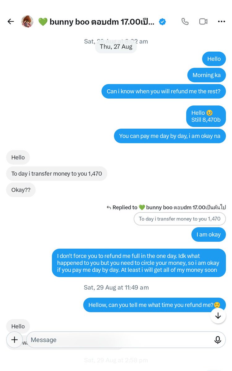 Austin88meldy's tweet photo. WARNING SCAMMING ❗HELP RT

💙 977-4-336532  กรุงเทพ
—⁠☆  นันทนา ศิลปสาย  

❤️True Wallet 🌟 +20
0618025560🤲🏻♡
—⁠☆ นันทนา ศิลปสายย

Order for ppw concert, no update, ask refund, till now disappear

#ตลาดนัดgmmtv #pondphuwin
#reviewbabyarthur @baby_bunnyboo03 https://t.co/RpTOmygzoG
