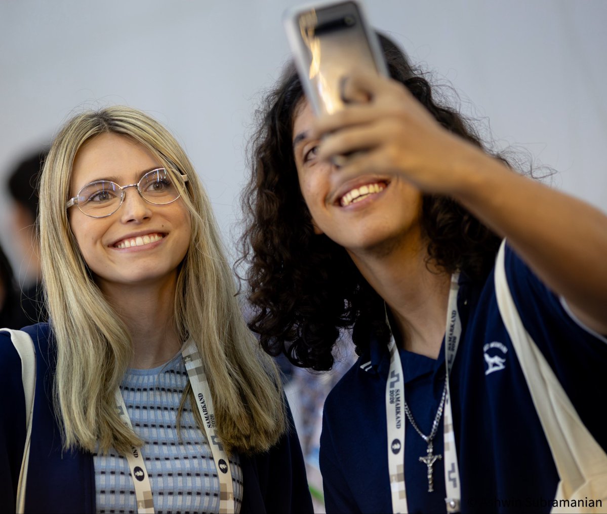 ashwinksubram's tweet photo. Two Cramlings, One Team and Endless Smiles! #chess #chessphotography #chessolympiad https://t.co/YTPEeqT95a